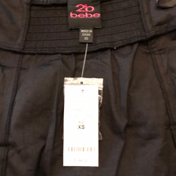 Bebe 2b black corset zip front sweetheart neck top - Picture 7 of 10